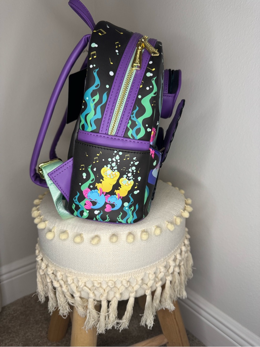 NWT Disney Loungefly The Little Mermaid Purple & Black Mini Backpack - Picture 6 of 10